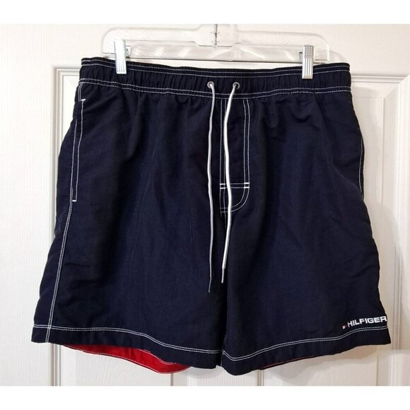 Tommy Hilfiger Men's L Lined Swim Trunks Navy Blue 7" Inseam New No Tags - Picture 1 of 12